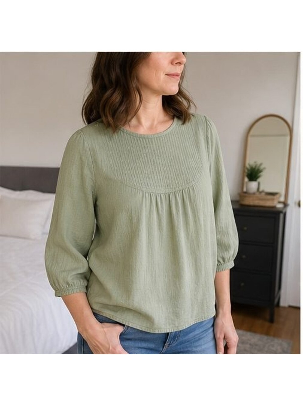Sage Button Blouse - Picture 3 of 6